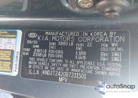 2011 Kia Soul + из США, поврежденный, VIN KNDJT2A20B7231501